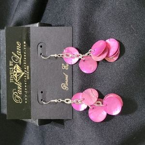 NIB Park Lane silver with magenta shell dangle earrings